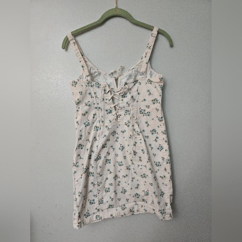 Victoria’s Secret Floral Stretchy Denim Corset Cami Cream Dress Midi Medium - Picture 5 of 13